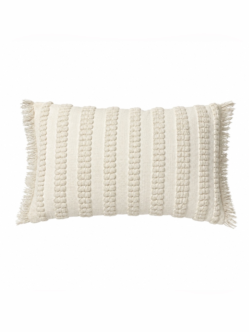 Pier 1 Striped Ivory Textured Accent Pillow - Soft Woven Design